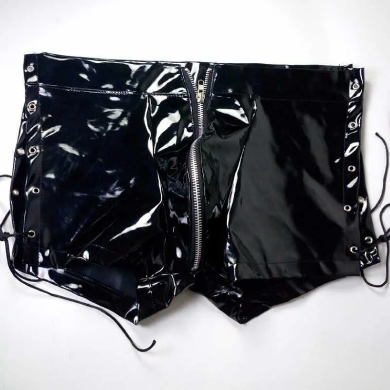 Herenshorts Heren shorts Plus size PVC NIEUWE FASHIER Summer Hoogwaardige sexy mannen Faux Lederen slipje Casual korte broek Knickers W0412