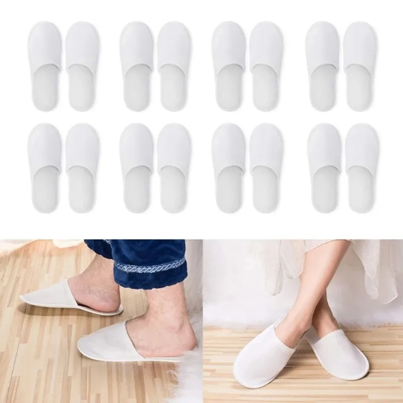 1pair wegwerpreis hotel slippers witte handdoek gesloten teen spa schoenen badkamer sets wassen douche badbad accessoires