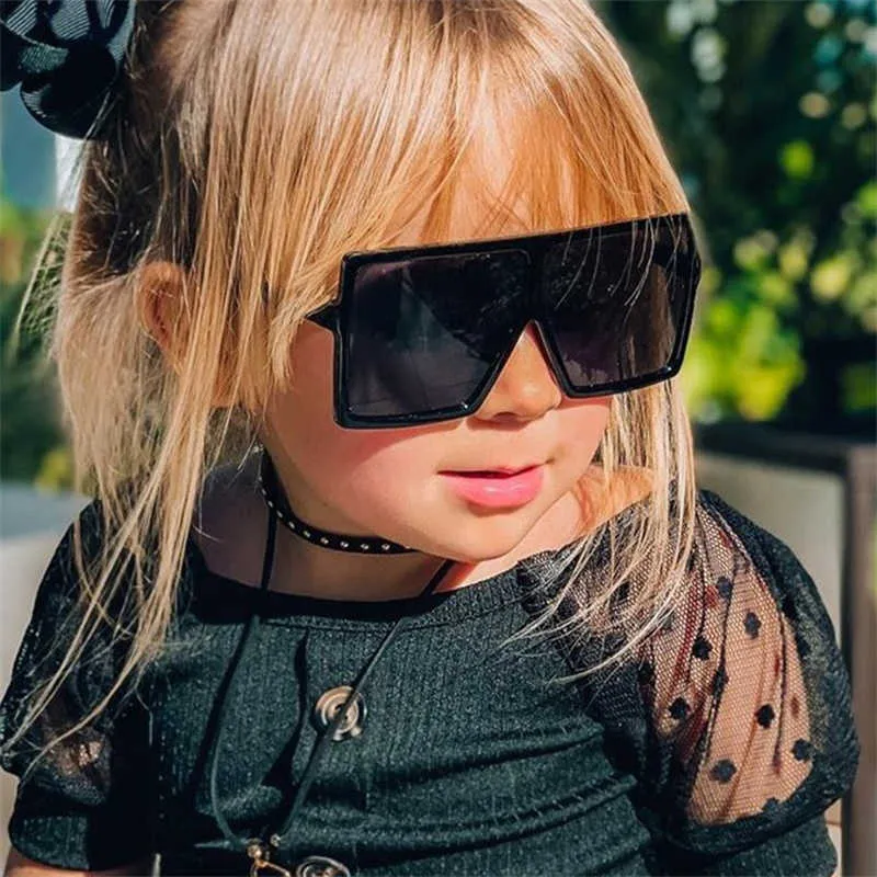 Sunglasses HKNA 2022 Custom Sunglasses Kids Square Eyeglasses Children Vintage Pink Big Frame Sun Glasses for Girls/Boys Gafas De Sol Mujer P230406