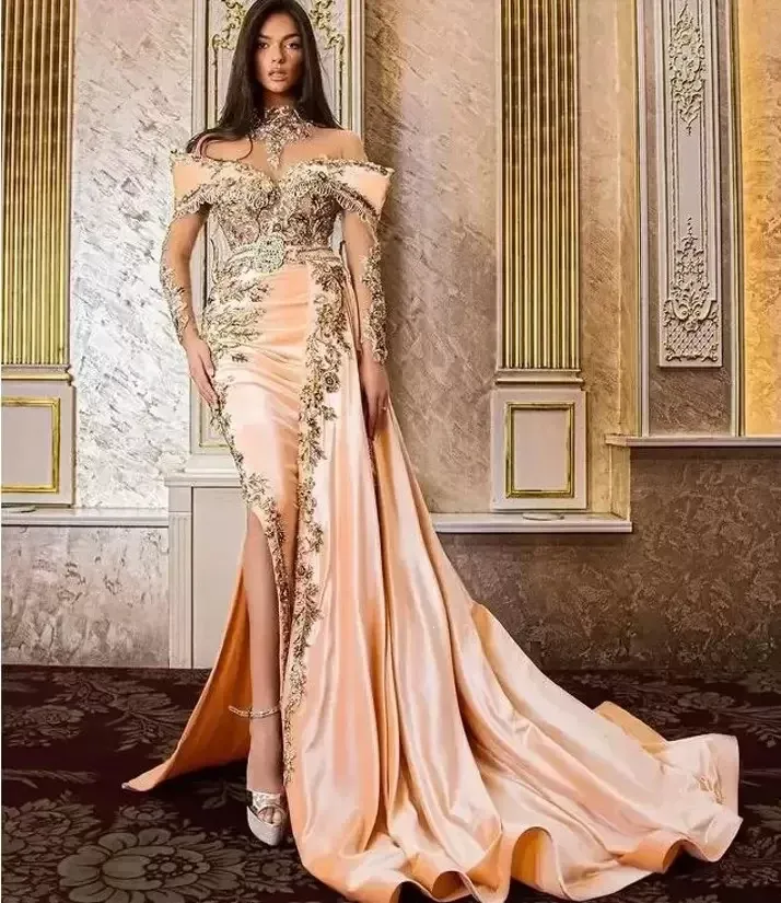 Arabisch Aso Ebi Luxe Mermaid Prom Dresses Lace kralen zonder de treinavond formeel feest tweede receptie verjaardag verlovingsjurken