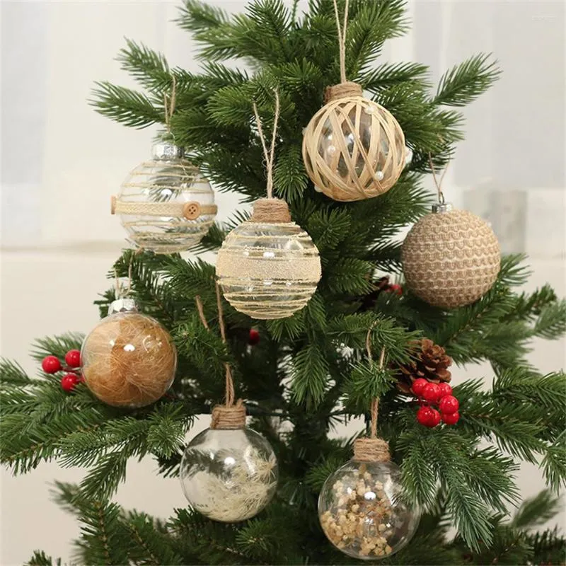 Décoration de fête 1 boîte/6 pièces, ornements d'arbre de noël, boule de noël, accessoires suspendus, pendentifs, décoration de maison, cadeau de 2023 ans