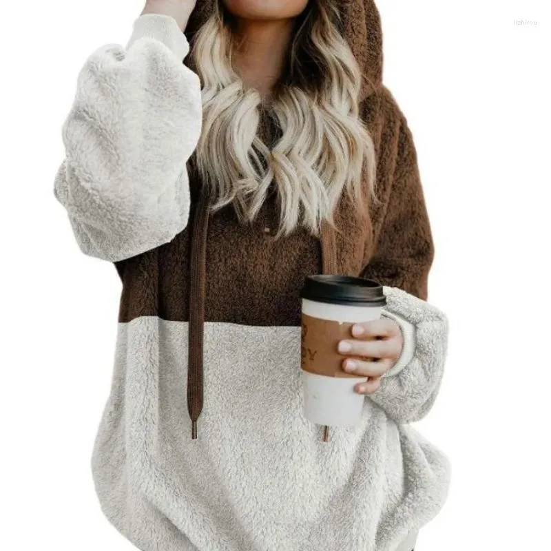 Women's Sweaters Woman Long Sleeved Loose Pullovers Casual Clothes Autumn Rope Spliced Double Fleece Fashion Hooded Sweater For Women