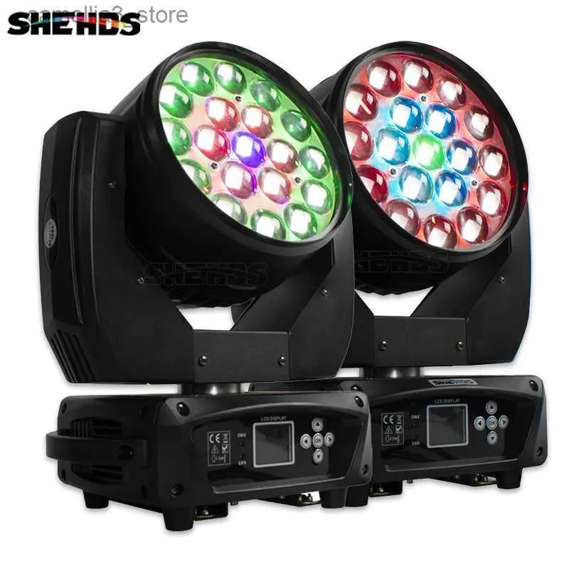 Moving Head Lights SHEHDS 2 STKS Beam + Wash 19x15 W RGBW Zoom Moving Head Verlichting voor Disco KTV Party Gratis Snelle Verzending Q231107