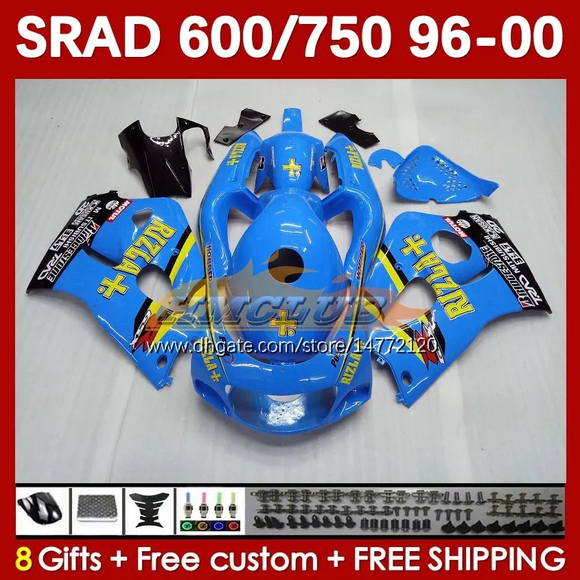 Rizla Blue Body Kit för Suzuki Srad GSXR 750 600 CC GSXR600 GSXR750 1996-2000 168NO.160 GSX-R750 GSXR-600 1997 1997 1998 1999 2000 600cc 750cc 96 97 98 99 00 Moto mairing