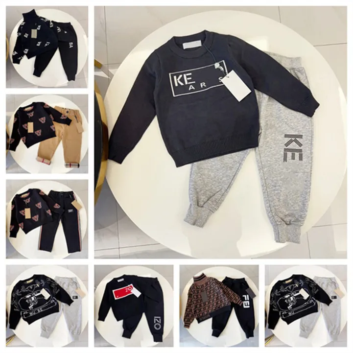 Children's designer sets spring and autumn men and women children's baby sweater sweater sweatpants casual fashion high-end brand sets foreign trade all match B06