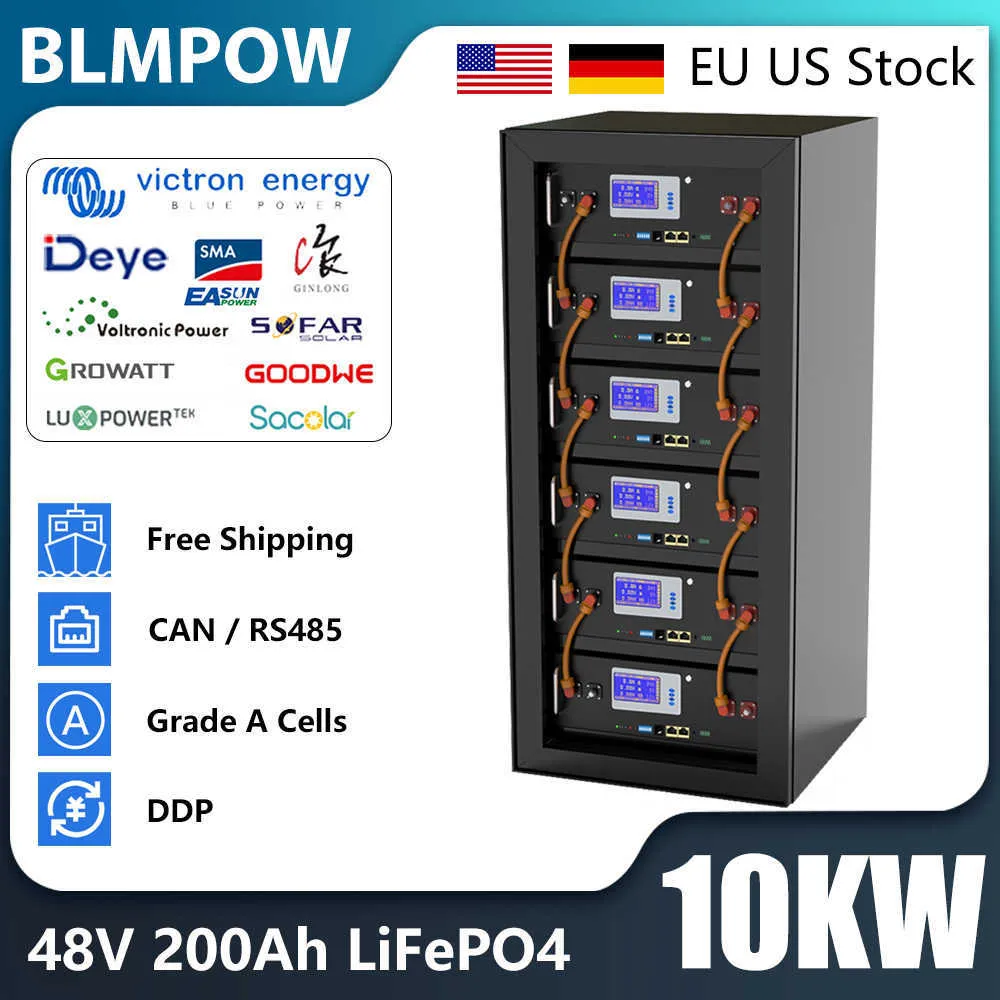 Neuer 48V 200AH LiFePO4 Akku 10KW 5KW 3KW CAN/RS485 Max. 32 Parellel 6000 Zyklen Lithium-Ionen Akku 200A BMS US EU Lager