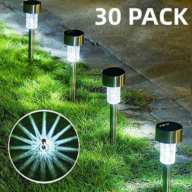 Lampade da giardino 30Pack Luci esterne solari Lampada da giardino Energia solare Impermeabile Paesaggio Percorso esterno per cortile Cortile Prato Patio Decorativo P230406