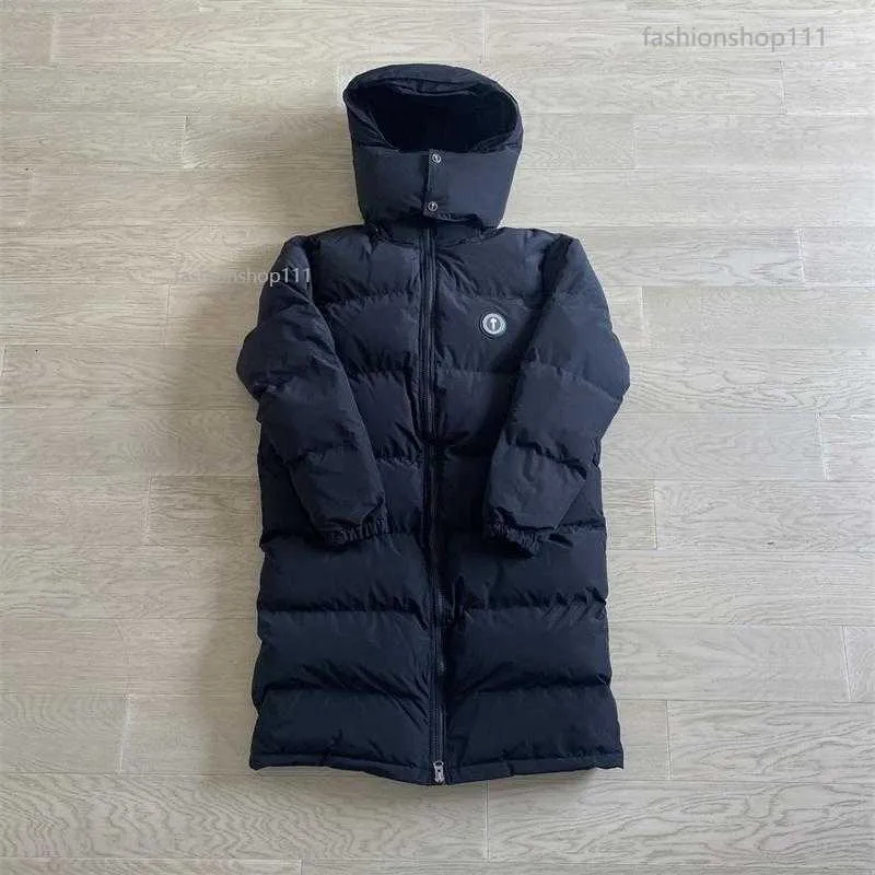 Мужская зимняя теплая куртка-пуховик средней длины Trapstar London Толстовка со съемным пуховиком с капюшоном Черно-красное пальто с вышитыми буквами-1