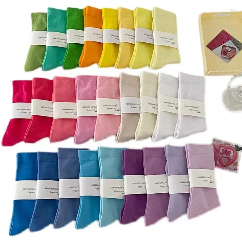 Chaussettes Happy For pour femmes, couleur unie, violet, rose, rue, Hip Hop, Skateboard, Tube central, respirantes, sport, course à pied, cyclisme, Sox