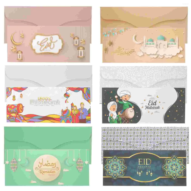Wrap regalo 6 PC Bustini rossi Eid Festival Blank Cards Delicate Birthday Paper Feste