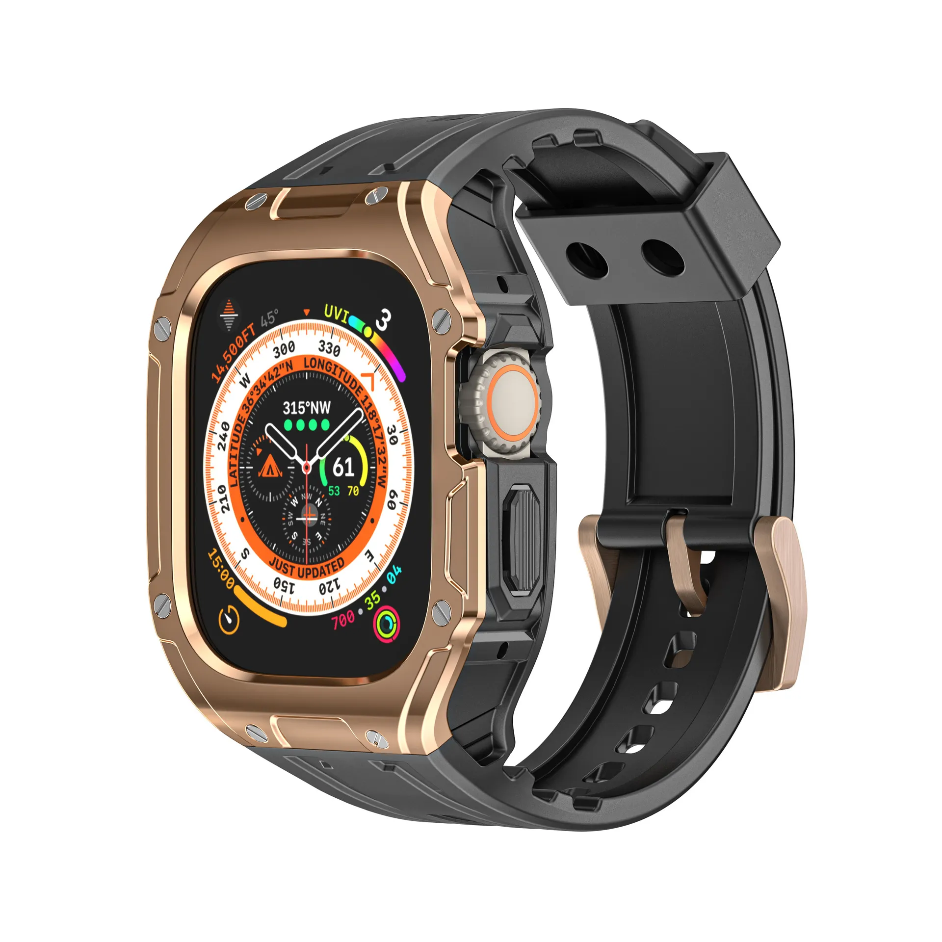 Luxury 2 i 1 TPU Case Strap Band för Apple Watch Ultra 2 49mm Modification Kit PC Case Sport Rubber Silicone Watchband IWatch Series
