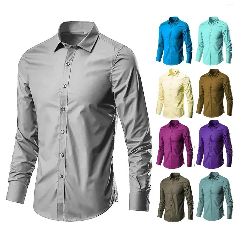 Camisas Casuales Para Hombres Traje A Juego De Color Solido Camisa De Gran Tamano Tendencia Manga Larga Trabajo Ajustado Trabajo Para Hombres Jovenes De 30 28 DHgate