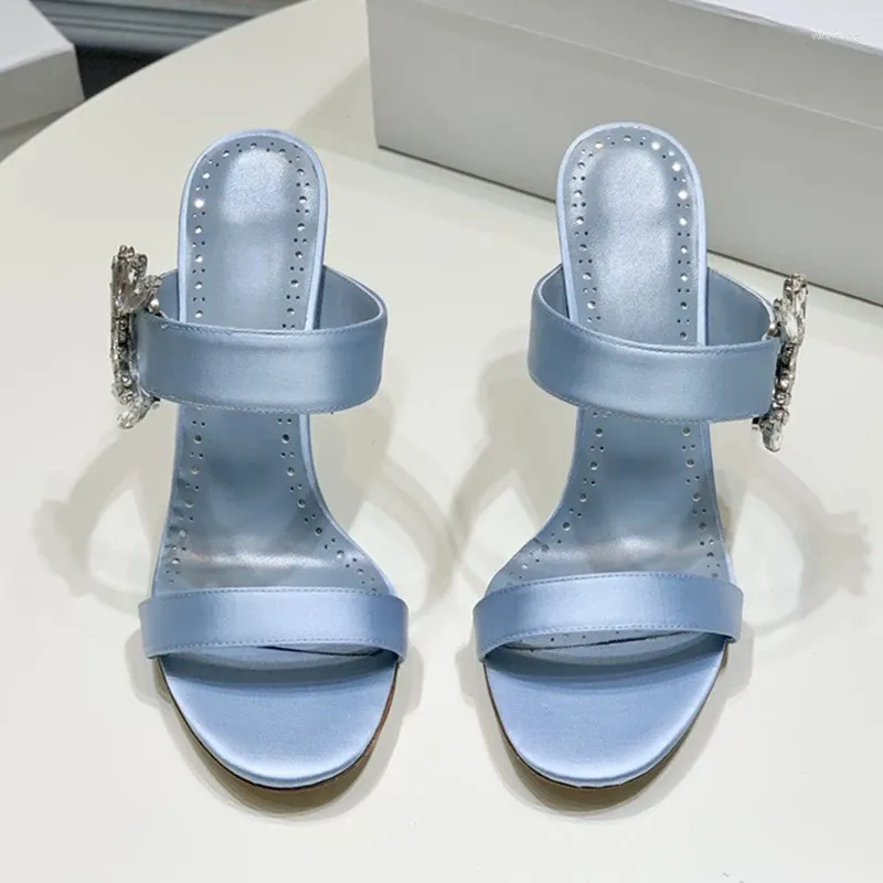 Scarpe eleganti 2023 Pantofole con sandali con strass Eleganti versatili Sexy con una cintura Tacchi alti per le donne Festa di nozze di alta qualità