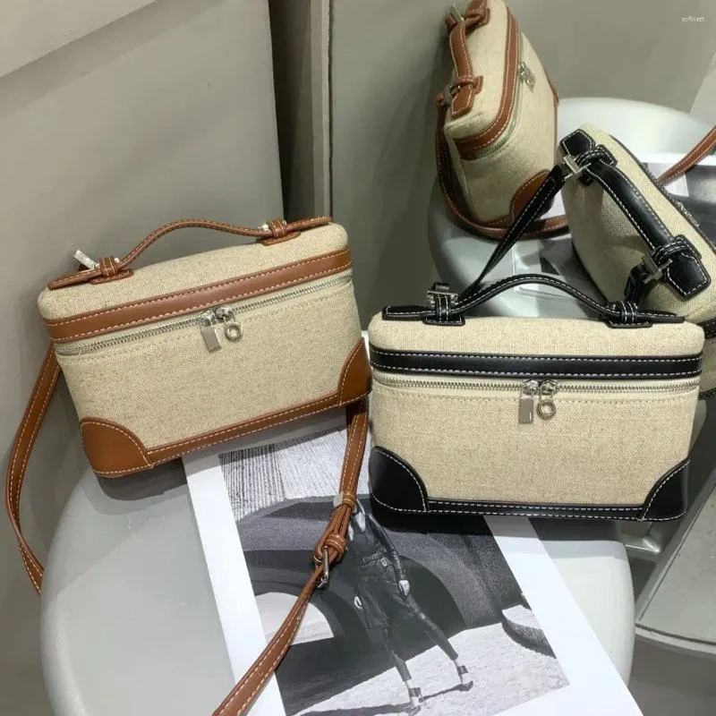 Kvällspåsar 2023 Kvinnor Mini Y2K Designer Handväskor Messenger Linen Stitching Lunch Box Shoulder Crossbody Fashion Bag