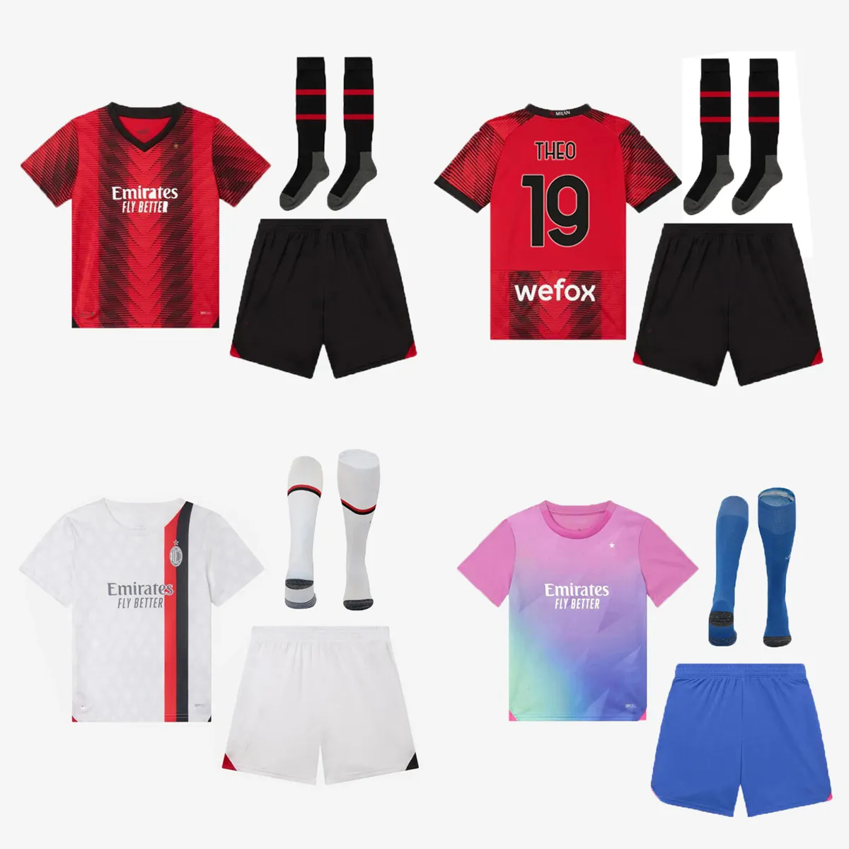 2023 2024 AC Milans Kids Futbol Kitleri Futbol Formaları 23 24 Koche Dördüncü Giroud Tonali Theo R.Leao Romagnoli Saelemaekers Ibrahimovic Forma Şort Socks Socks