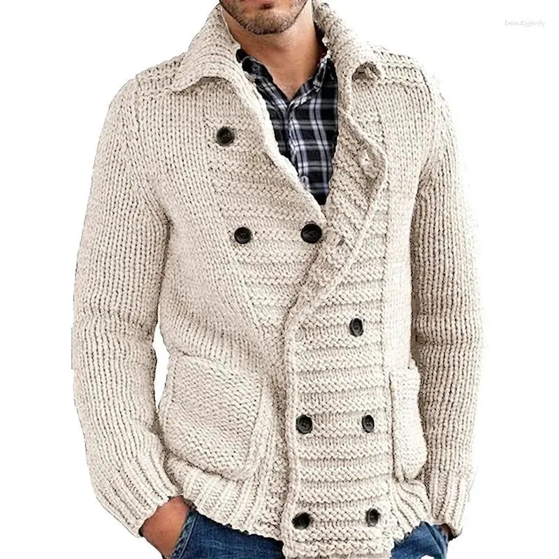 Chandails pour hommes 2024 Hommes Épaissir Col Col Tricoté Cardigan Hommes Simple Boutonnage Café Pull Mâle Casual Style Coréen Sweatercoat