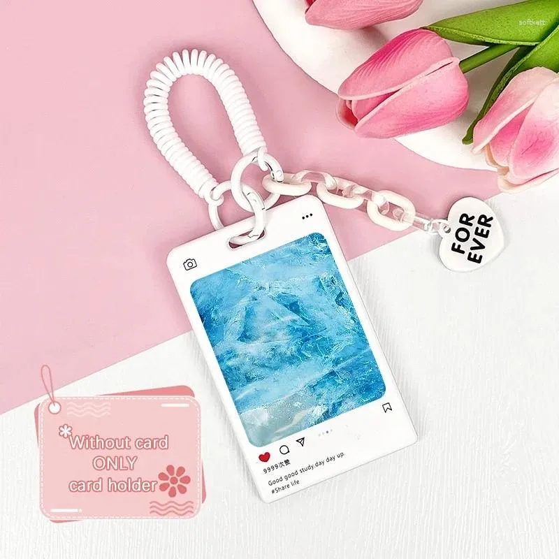 Card Holders Acrylic Holder Set Fashion Po Frame Idol Cards Display Stand Kpop Pocard Bank ID Case Protect Key Chain Holds 2