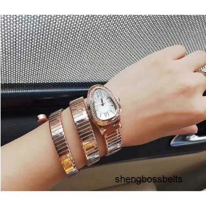 Snake watch Li Bingbing Same style steel band jewelry women's watch rose gold inlaid diamond snake watch bracelet belt winding watch