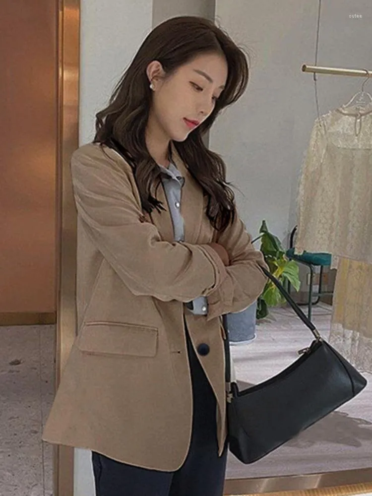 Damskie garnitury Blazers Women Solid Korean Style Harajuku Streetwear Classic Basic Professional All-Match Fashion Chic Simple Clothing Top