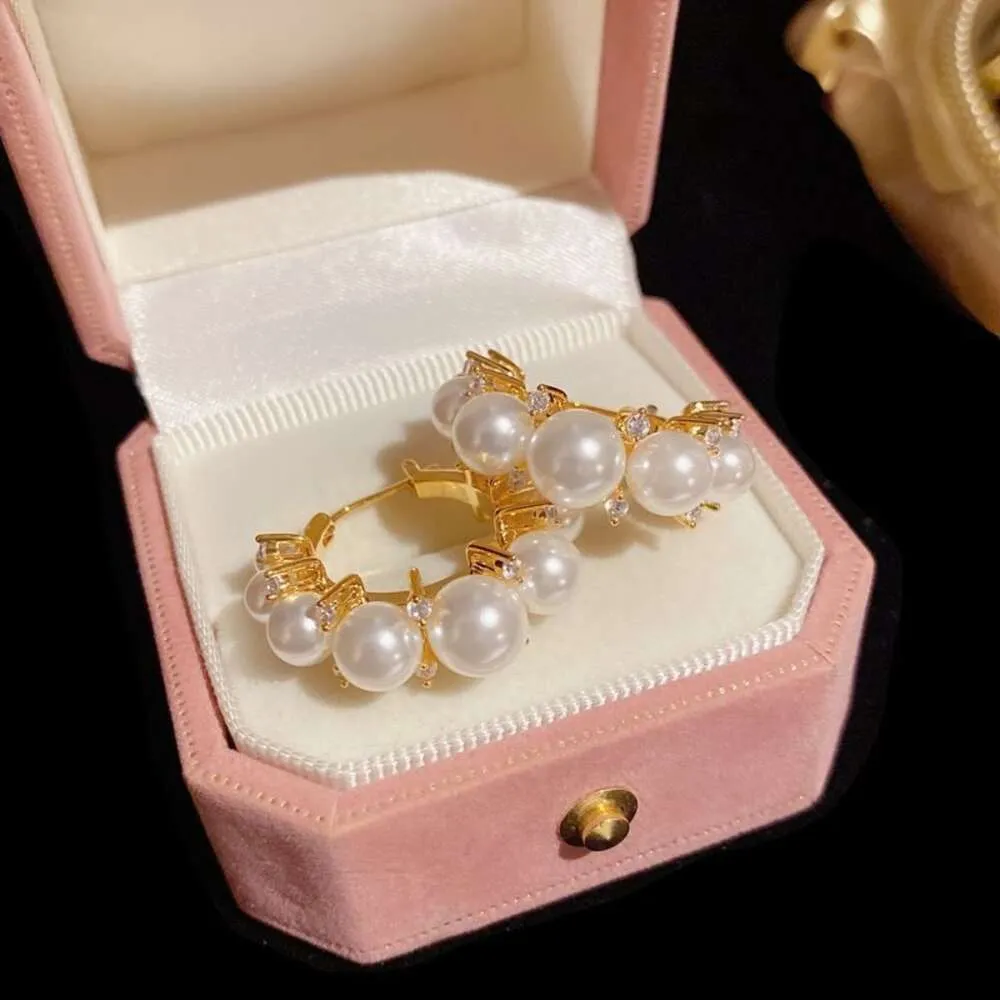Женские серьги-кольца с бриллиантами, инкрустированные жемчугом, легкие, маленькие ароматные, Advanced Sense, серьги с круглой дугой, шоу