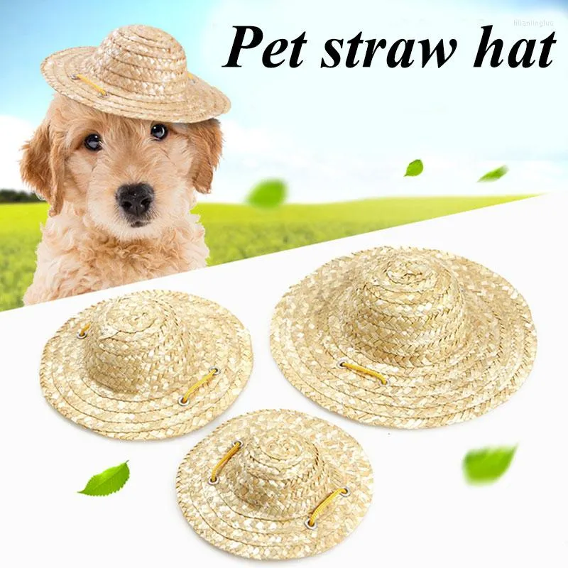 Dog Apparel Cat Cap Pet Hat Straw Supplies Fashion Cosplay Farmer Sunbonnet Doggy Hoodie Headgear Accessories Sunhat