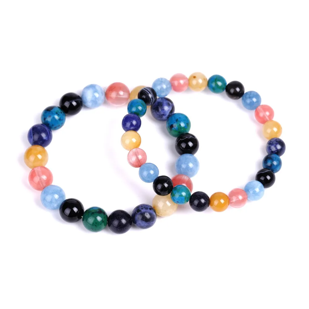 Natuursteen 8/10mm Watermeloen Rood Sodaliet Blauw San Topaas Gemengde Kralen Koppels Armband Voor Vrouwen Mannen yoga Sieraden