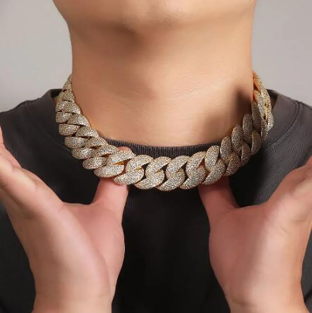 JUNVirtuous Cuban Link Chain Set - Necklace, Bracelet, Earrings, Iced Out With Rhinestones - View #9