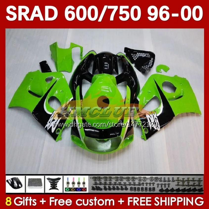 Kit per il corpo per Suzuki Srad Green Stock GSXR 750 600 CC GSXR600 GSXR750 1996-2000 168NO.39 GSX-R750 GSXR-600 1996 1997 1998 1999 2000 600cc 750cc 96 97 98 99 00 Moto Fairinging