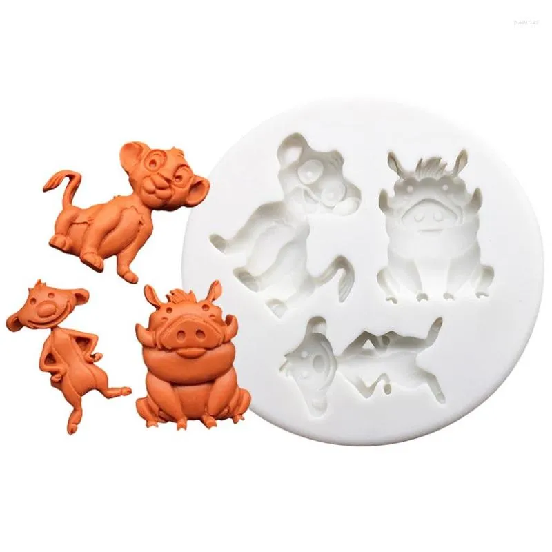 Baking Moulds Cute Lion Giraffe Warthog Mongoose Silicone Cake Mold Sugarcraft Chocolate Cupcake Resin Tools Fondant Decorating