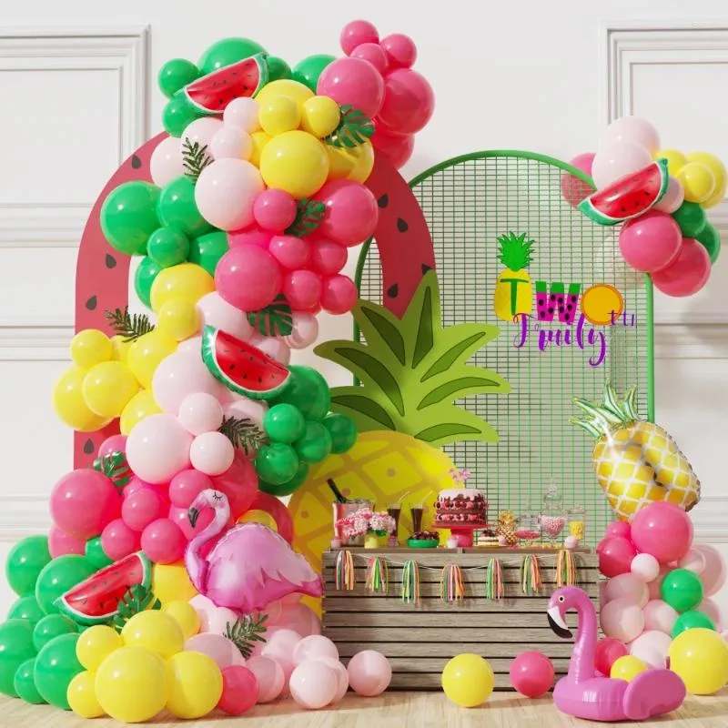 Dekoracja imprezy Letnie owoce Flamingo różowe czerwone balony girland tropikalny basen hawajski dziewczyny urodzinowe baby shower