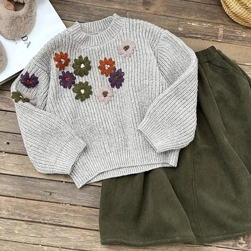 Kledingsets Herten Jonmi Winter Baby Meisjes Casual Leuke Outfits Borduren Trui Dikker Corduroy Rok 2 stuks Warm