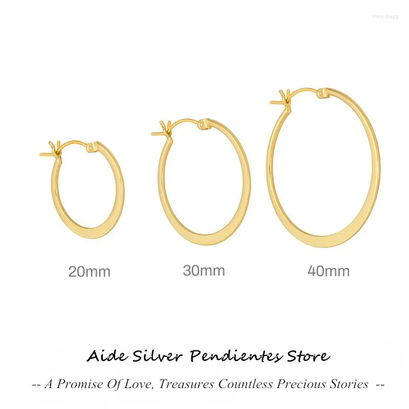 Hoop Earrings AIDE 20 30 40mm Big Round Circle Earring 925 Sterling Silver For Women Men Punk Simple Party Jewelry 1 Pcs Pierced