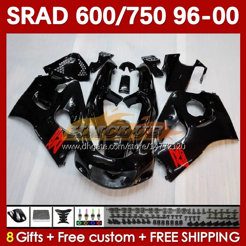 スズキSrad GSXR 750 600 CC GSXR600 GSXR750 1996-2000 168NO.1 GSX-R750 GSXR-600 1996 1997 1998 1998のための光沢のあるブラックボディキット