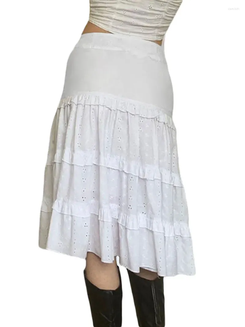 Rokken Dames S Hoge Taille Ruche Minirok Geplooide Laagzoom Effen Kleur Flowy A-lijn Swing Strand Kort