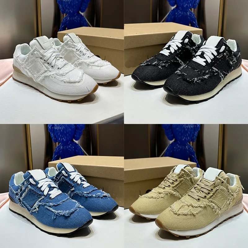 NOWOŚĆ 574 Sneakers Buty damskie Designer Buty Mius Platform But Canvas Denim Sneaker Colonial Beige Royal Białe Białe kobiety Casual Treners Rozmiar 35-40