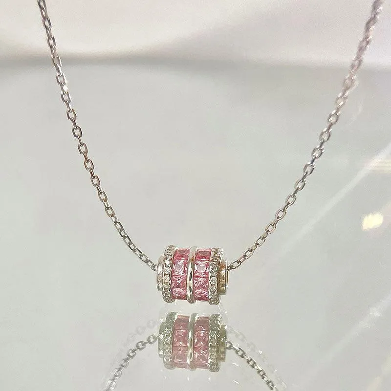 Kedjor rosa zirkon liten man midja hänge halsband kvinnor 925 sterling silver personaliserad enkel koreanska ins smycken