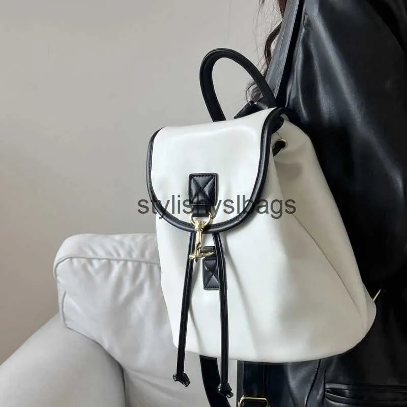 Sac à dos style sacs d'école mode blanc dames sac à dos souple en cuir PU femmes fourre-tout sacs à main décontracté cordon sacs à bandoulièrestylishyslbags