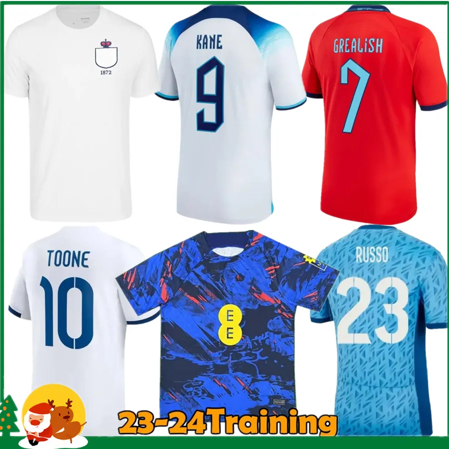 2023 Englands Soccer Jerseys Kane Rashford Grealish Sterling Mount Foden Saka 23 24 Crianças Homens Mulher / Kids Kit National Team Sport