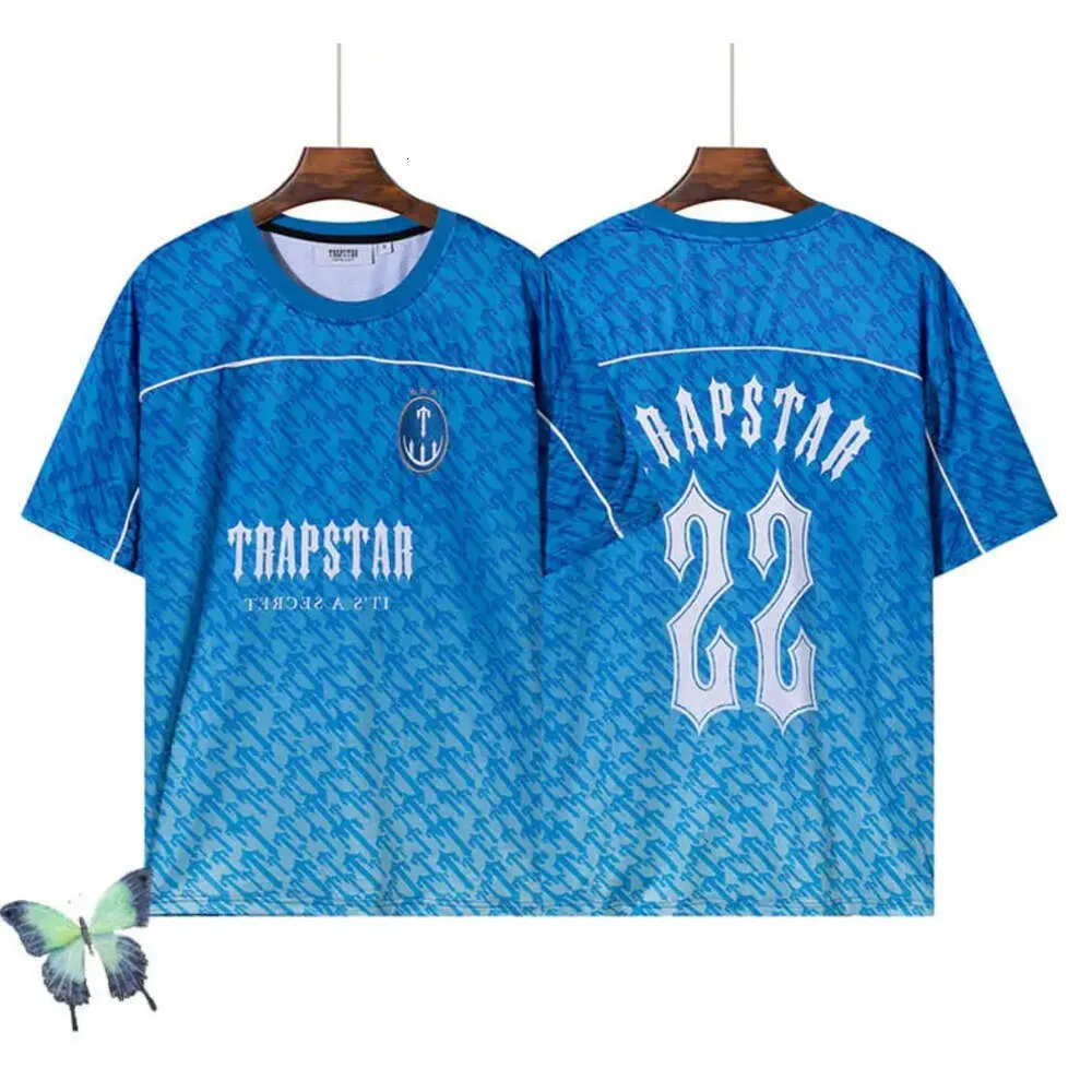 Maillot de Football en maille Trapstar bleu No.22 pour hommes, vêtements de sport, T-shirt, courant de mouvement, 2023