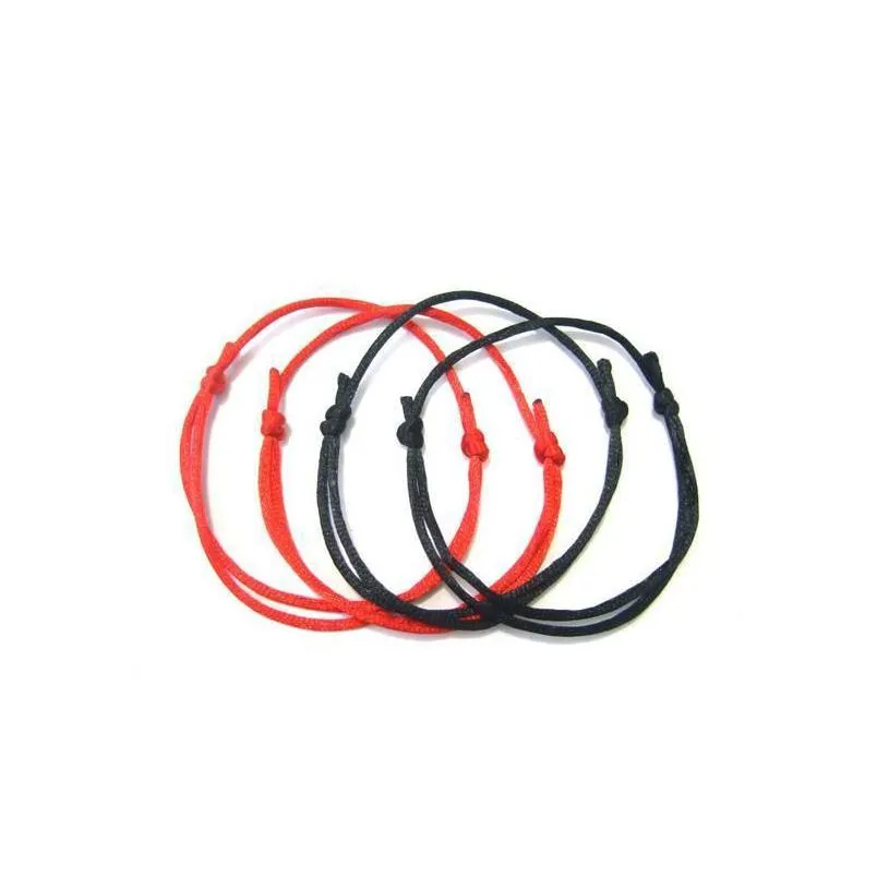 Charm Bracelets 100Pcs Red/Black String Kabh Lucky Bracelet Adjustable Evil Eye Success Drop Delivery Jewelry Bracelets Dhgarden Dhtik