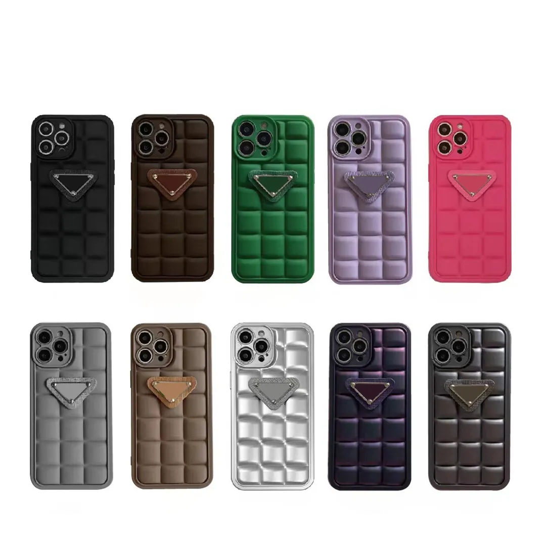 iPhone 15 14 13 Case Designer Phone Cases pour Apple 12 Pro Max Plus XR XS Cubes de chocolat de luxe Silicone Mobile Cell Back Bumper Cover Fundas Coque Crème Verte Assortiment