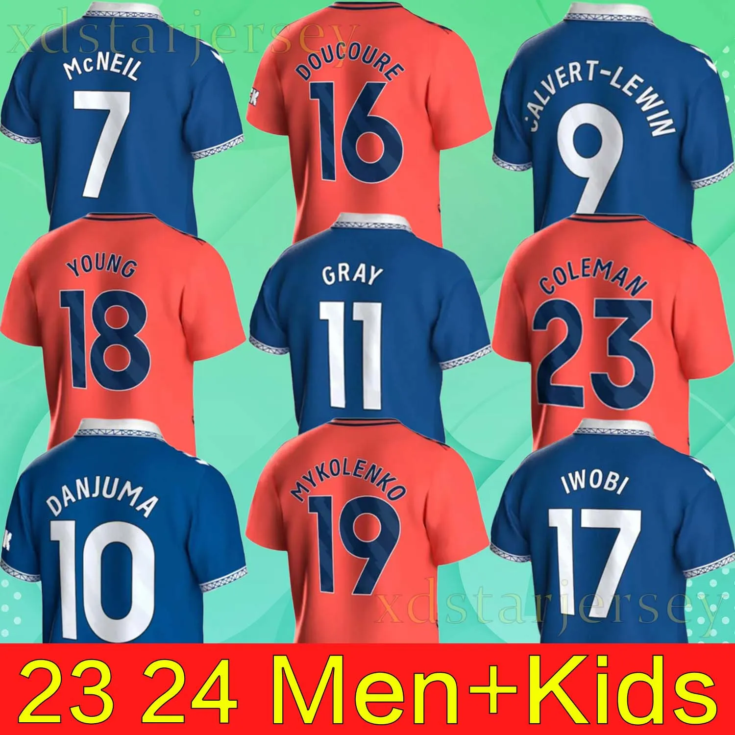 2023 2024 Maillots de football CALVERT LEWIN JAMES BETO KEANE DAVIES DIGNE MYKOLENKO Uniformes Adultes Enfants Kits Ensemble Chaussettes Ensembles complets S-2XL 23 24 Chemises de football Uniformes thaïlandais