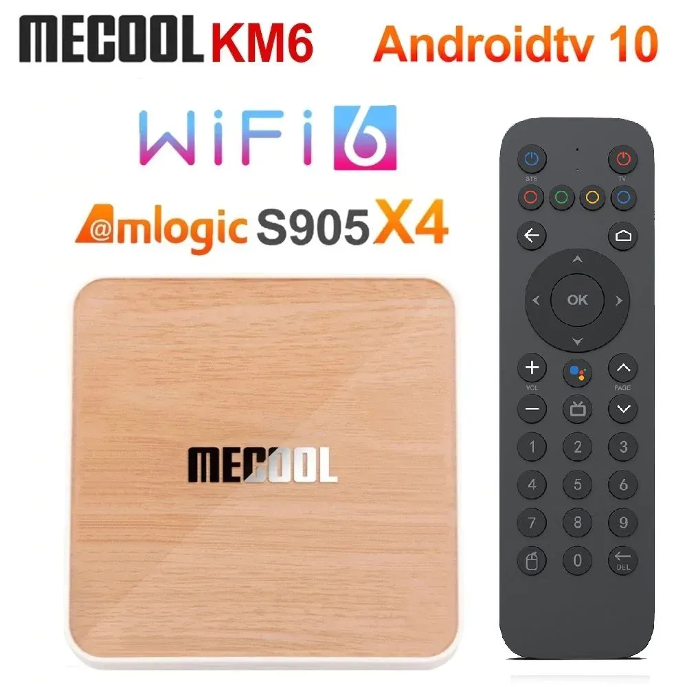 MECOOL KM6 Deluxe Amlogic S905x4 TV Box Android 10 4GB 64GB WiFi 6 Google Certified Support AV1 BT5.0 1000M Set Top Box