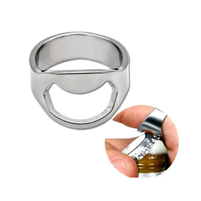 Öffner Tragbarer Bier-Daumenflaschenöffner Einzigartiger Edelstahl-Fingerring für Männer Mode Punk Farbe Kreativität Dekoration Schmuck