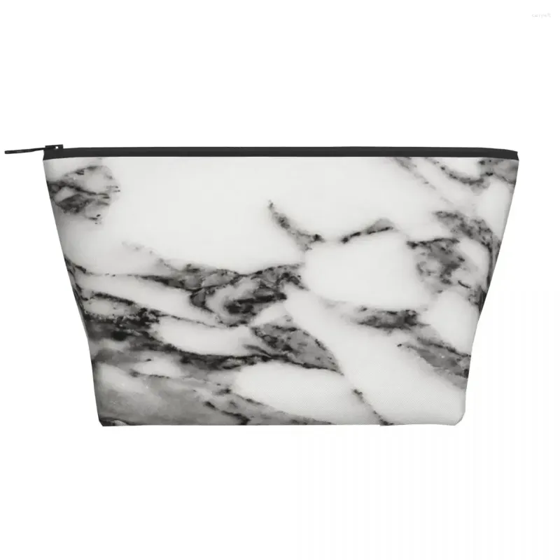 Cosmetic Bags White Black Marble Makeup Bag For Women Travel Organizer Fashion Abstract Texture Storage Toiletry