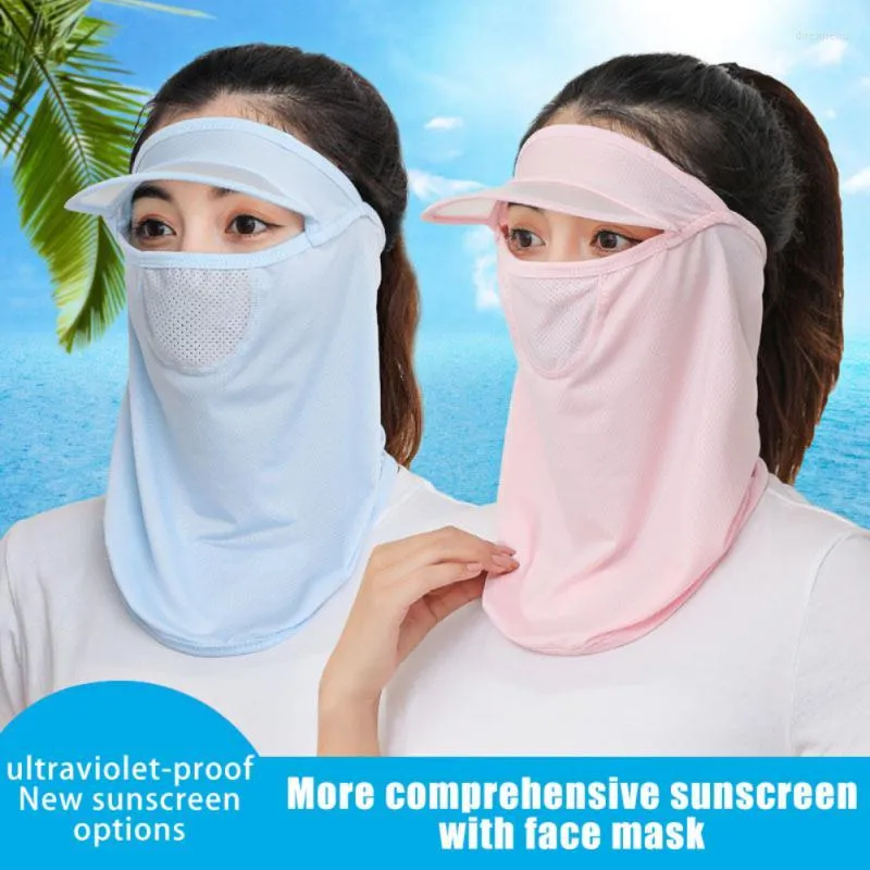 Casquettes de cyclisme Masque de protection solaire en plein air pour l'équitation Camping Pêche Printemps Été Pare-soleil anti-ultraviolet réglable avec bord