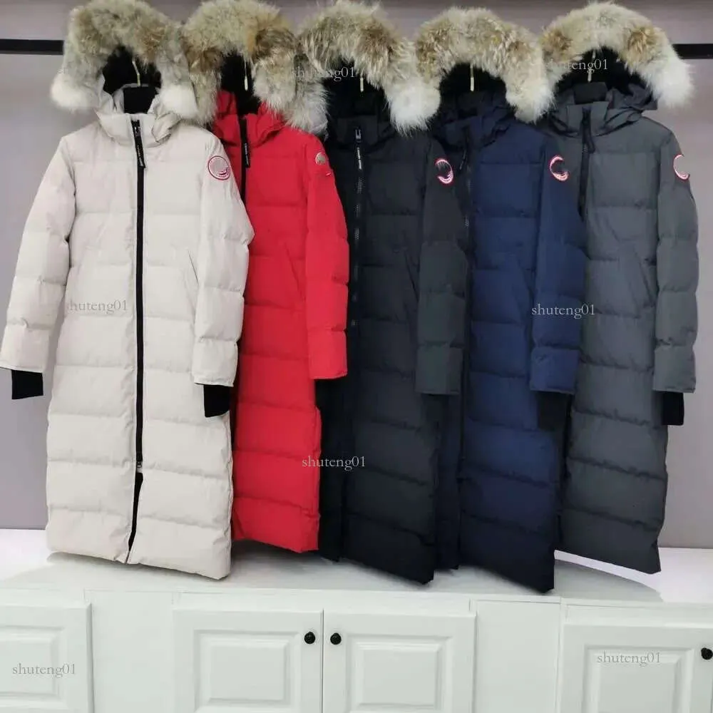 Designer canadense ganso meados de comprimento versão puffer jaqueta feminina para baixo parkas inverno grosso casacos quentes à prova de vento streetwear489