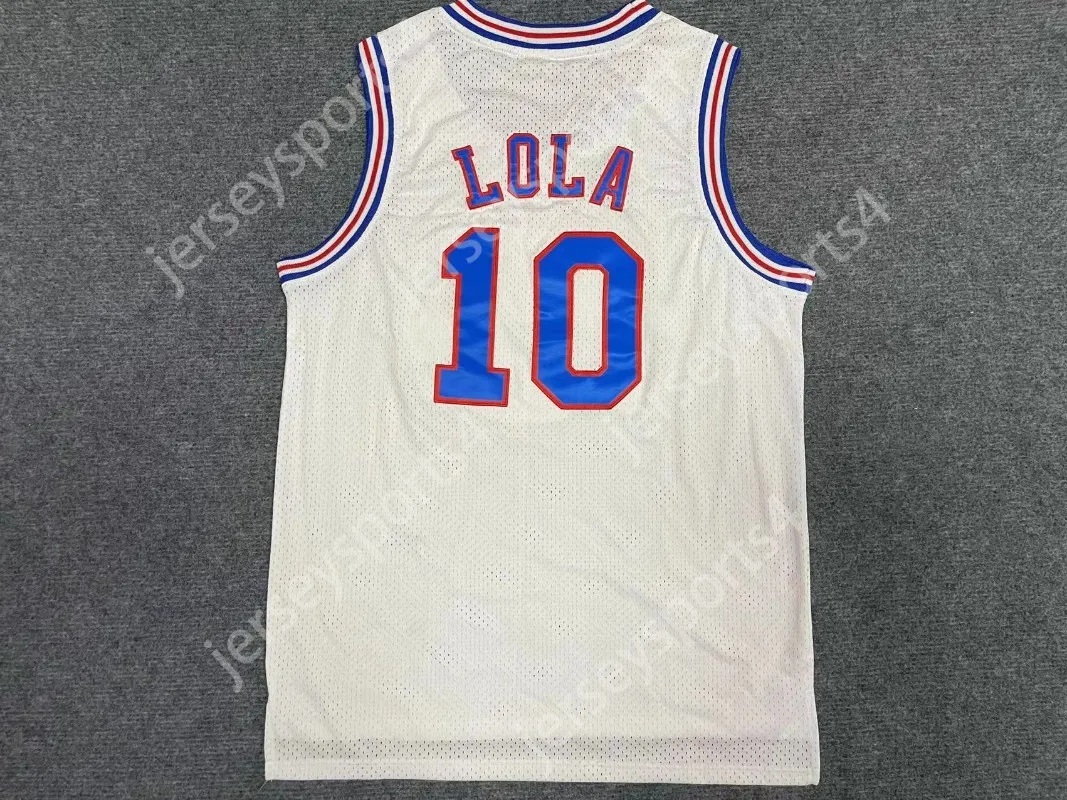 Lola 10 Tune Squad Jam Jam Basketball Jersey Movie Men's All Ed White Jerseys Rozmiar S-3xl Najwyższej jakości