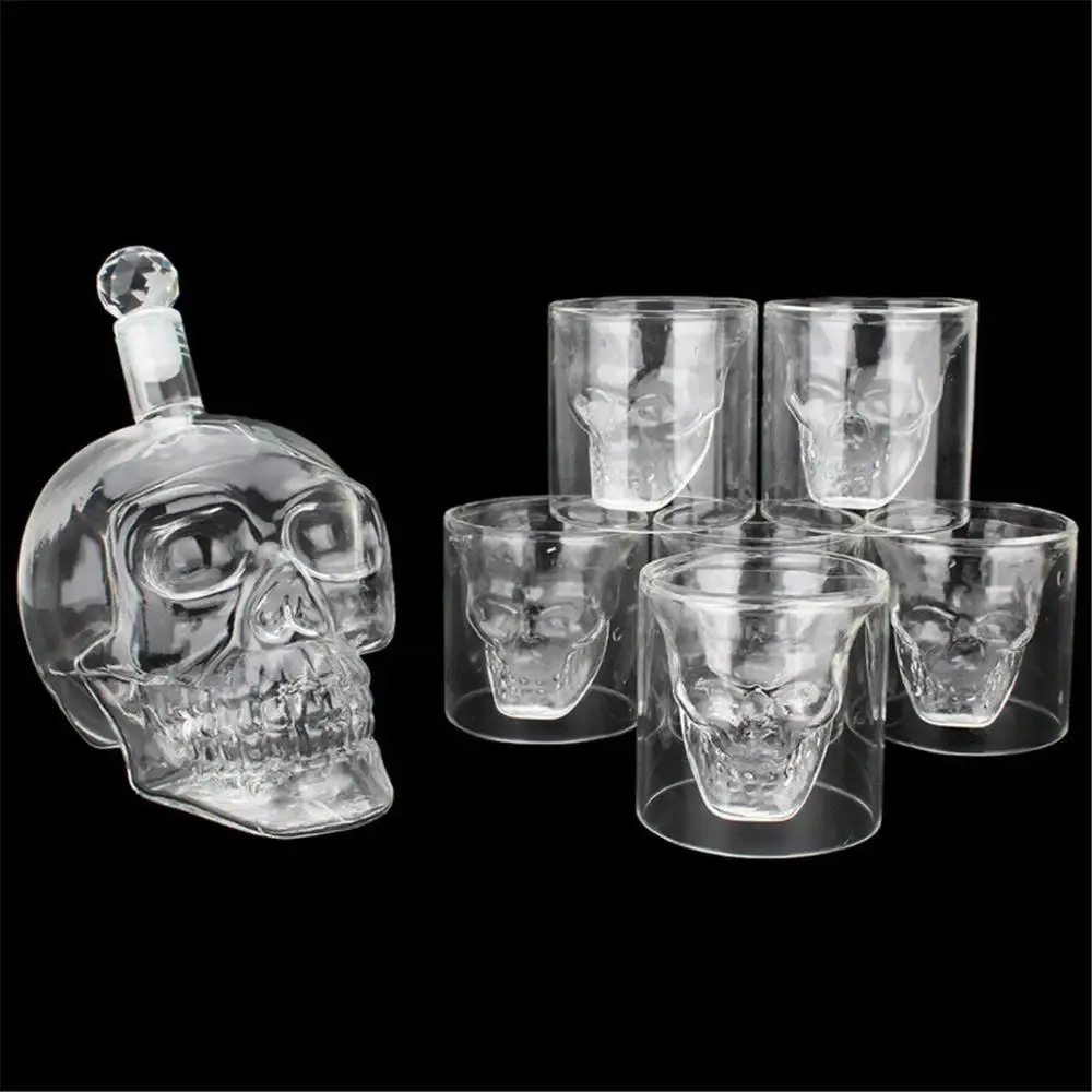 Bar Tools Glass Skull Head Cup Vodka Whisky Wine Tea Drinking Bottle Decanter 231107