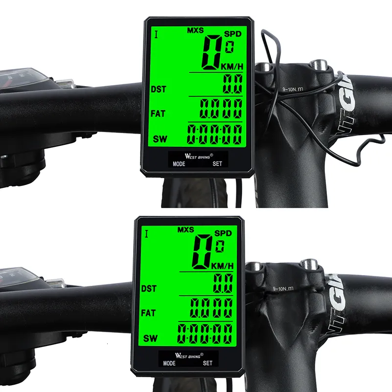 West Biking wasserdichter Fahrradcomputer led digital mtb Fahrrad Radfahren  Kilometerzähler Wireless / Stoppuhr Tachometer Rate Zähler.